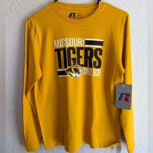 NWT Missouri Tigers Russell Gold Long Sleeve T-Shirt - Youth Large 14/16 Mizzou